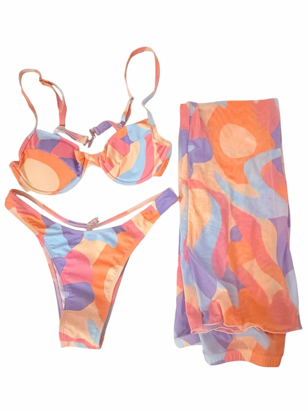 Shein Swim Sorbet Colorblock Underwire Bikini Set Size M
